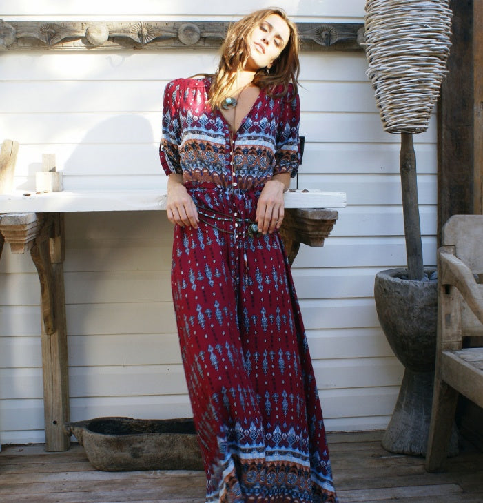 Boho Beach Maxi Dress for Women – Flowy Summer Sundress (Plus Sizes Available)