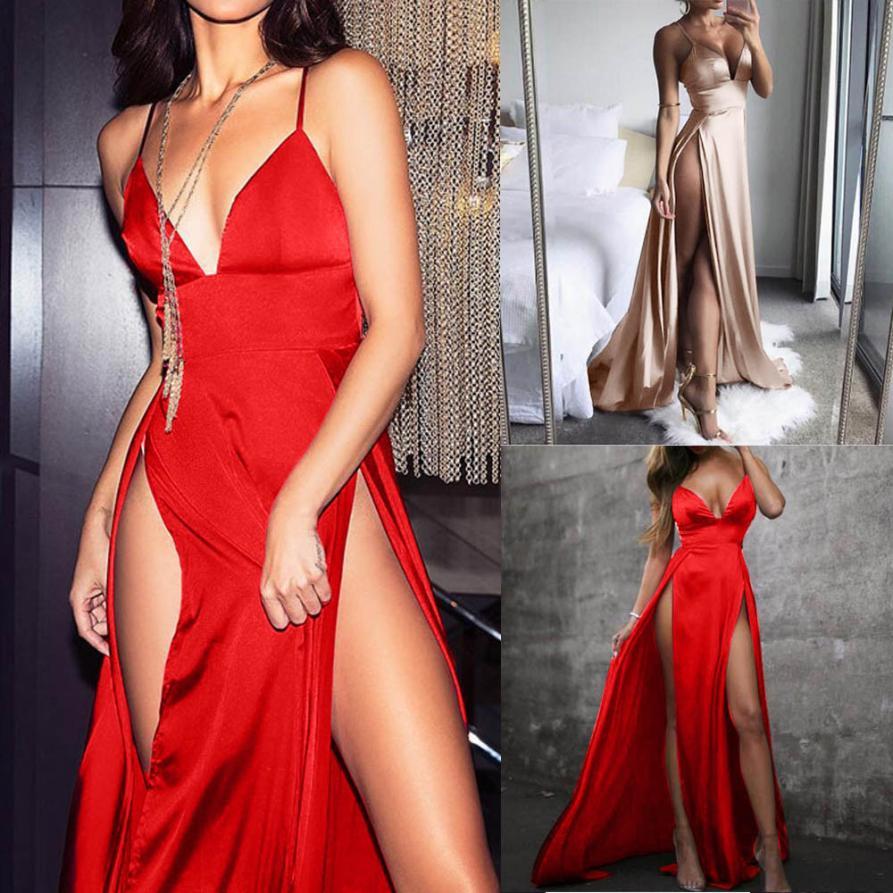 Women's High-Slit Evening Maxi Dress – Club, Party & Formal Wear