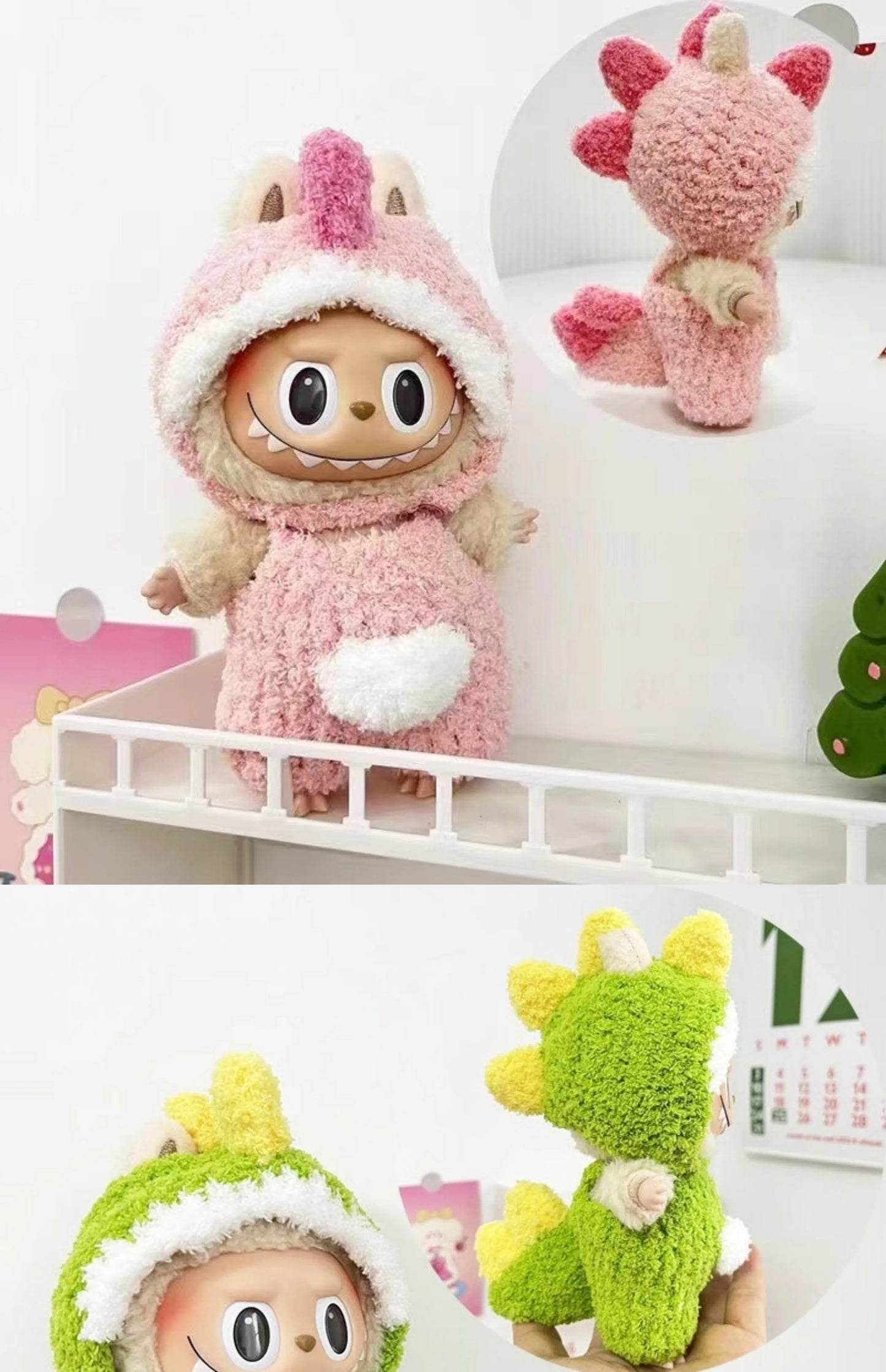 Labubu Plush Doll Set – Cute Monkey, Shark, Dinosaur & More (Keychain Soft Toy)