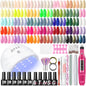 COSCELIA Gel Nail Polish Kit with U V light and Drill Starter Kit 35 Colors Gel Polish Set Nude Pink Green All Seasons Gel 5pcs Top Base Coat Nail Art Supplies Gel Manicure Kit DIY Gifts for Women