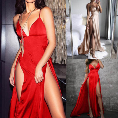 Women's High-Slit Evening Maxi Dress – Club, Party & Formal Wear